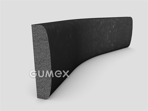 "D" mikroporöses Profil, 50x12/R5mm, Dichte 500kg/m3, EPDM, -30°C/+80°C, schwarz, 